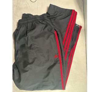 Vintage Adidas ClimaProof Track Pants Black Red 3 Stripe Windbreaker Mesh Lined